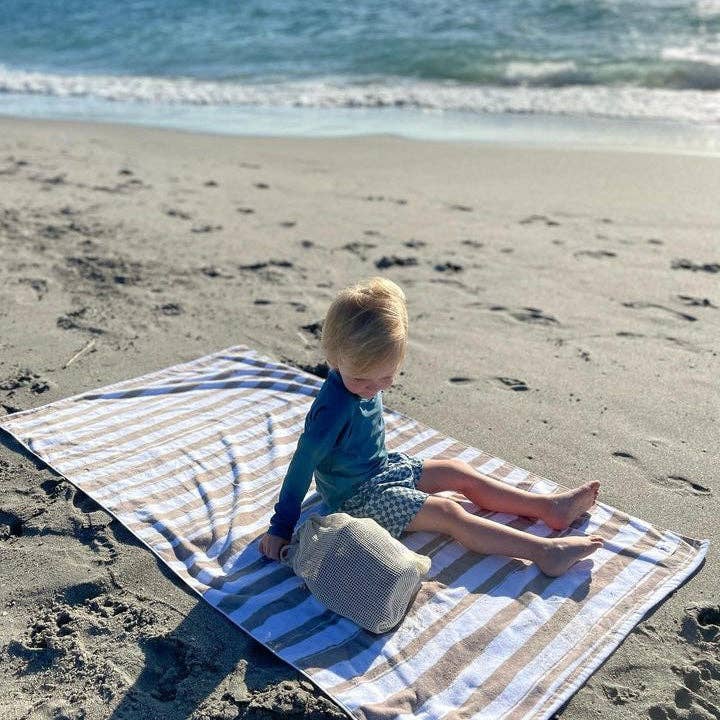 The Kenzie Beach Towel - Trucks & Diggers: Powder Blue