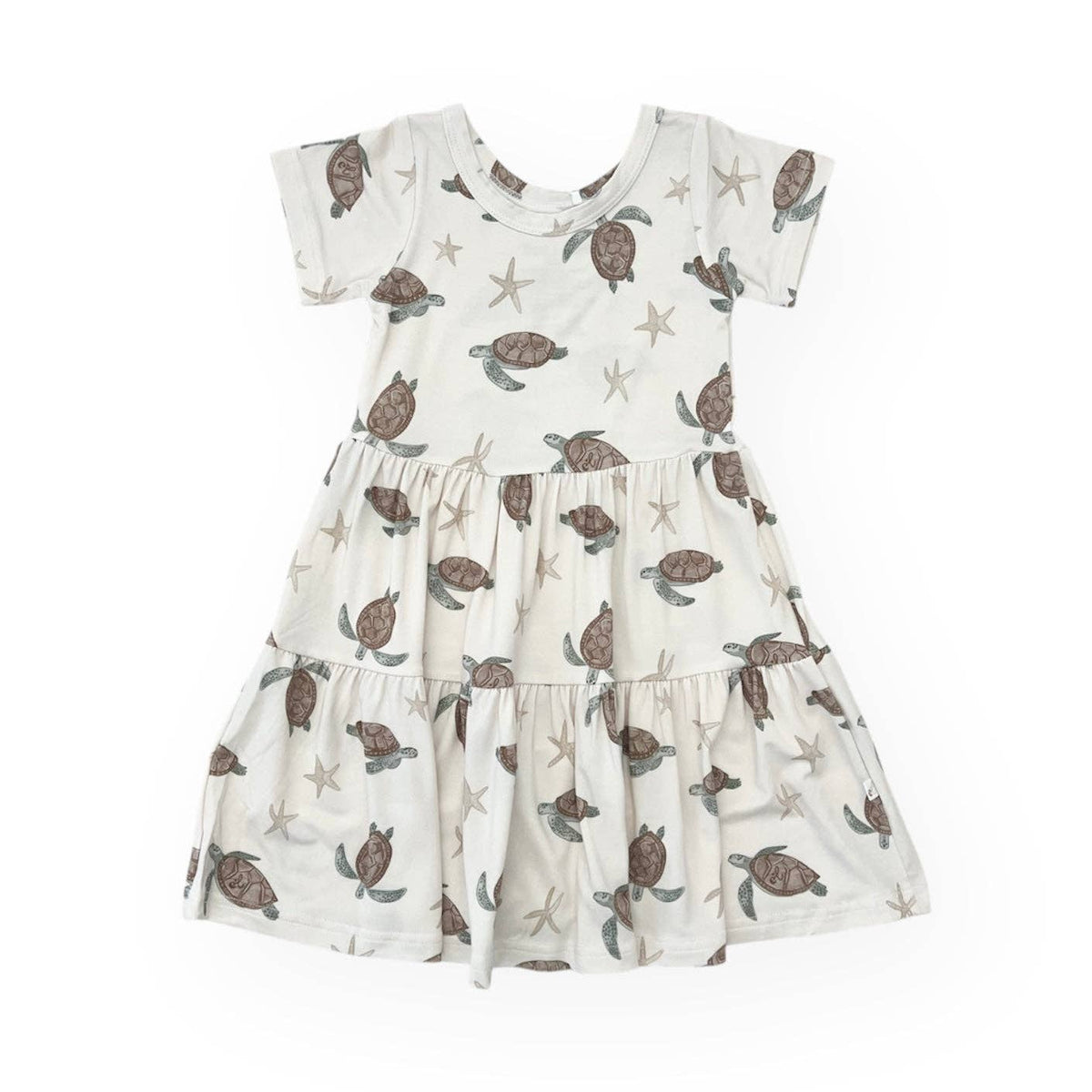 Bamboo Short Sleeve Twirl Dress | Sea Turtle