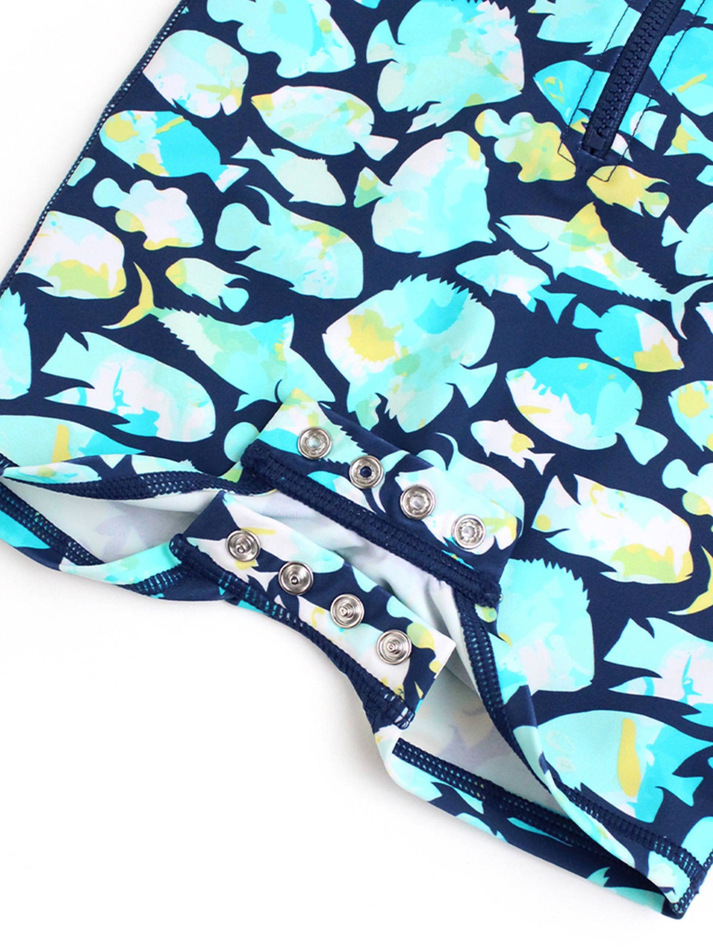 Baby Boys Fish Friends Long Sleeve One Piece Rash Guard Swimsuit