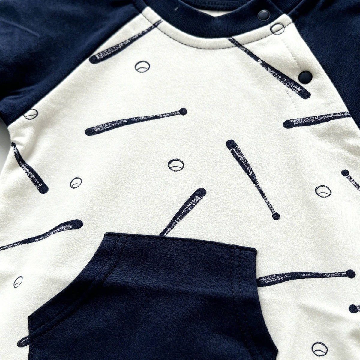 Kapital K Baby Boys White & Navy Baseball Raglan Romper