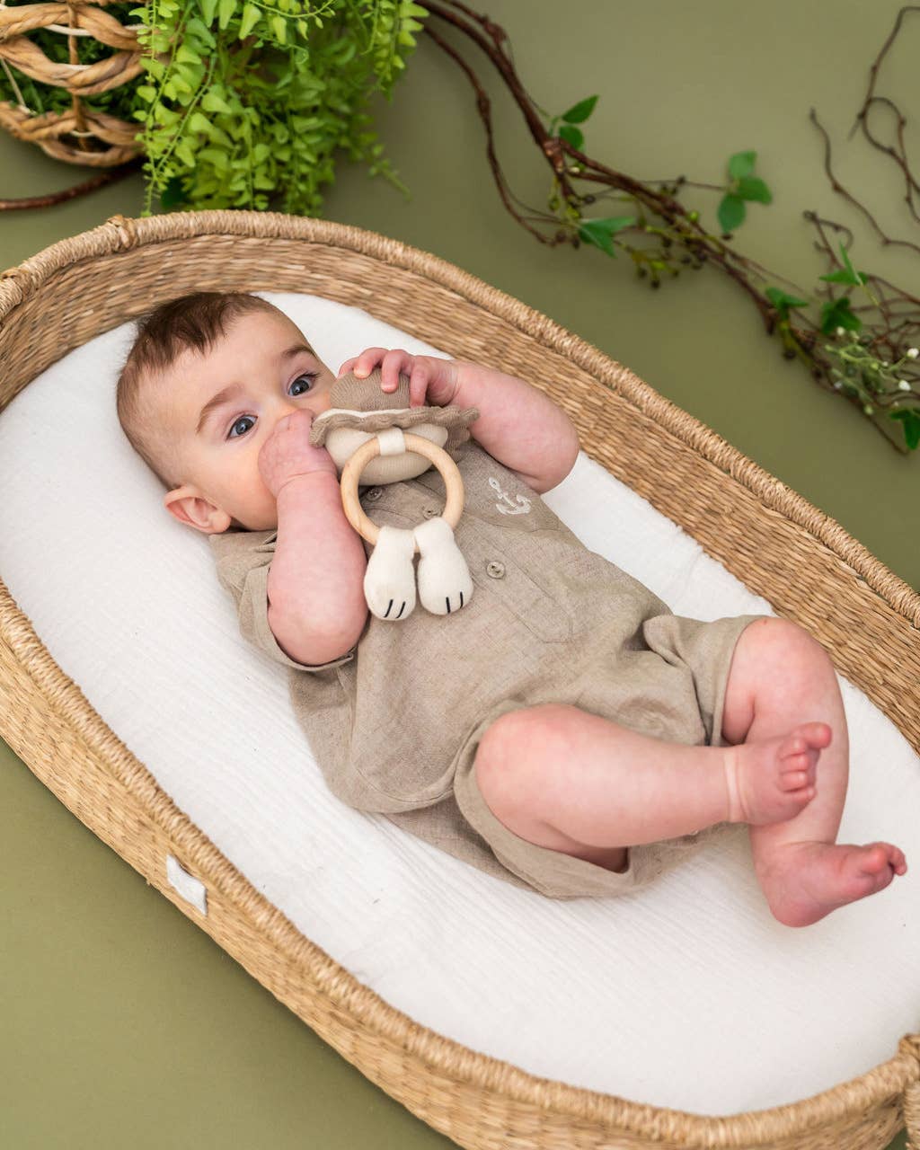 Riley Anchor Baby Romper (Natural Linen Blend)
