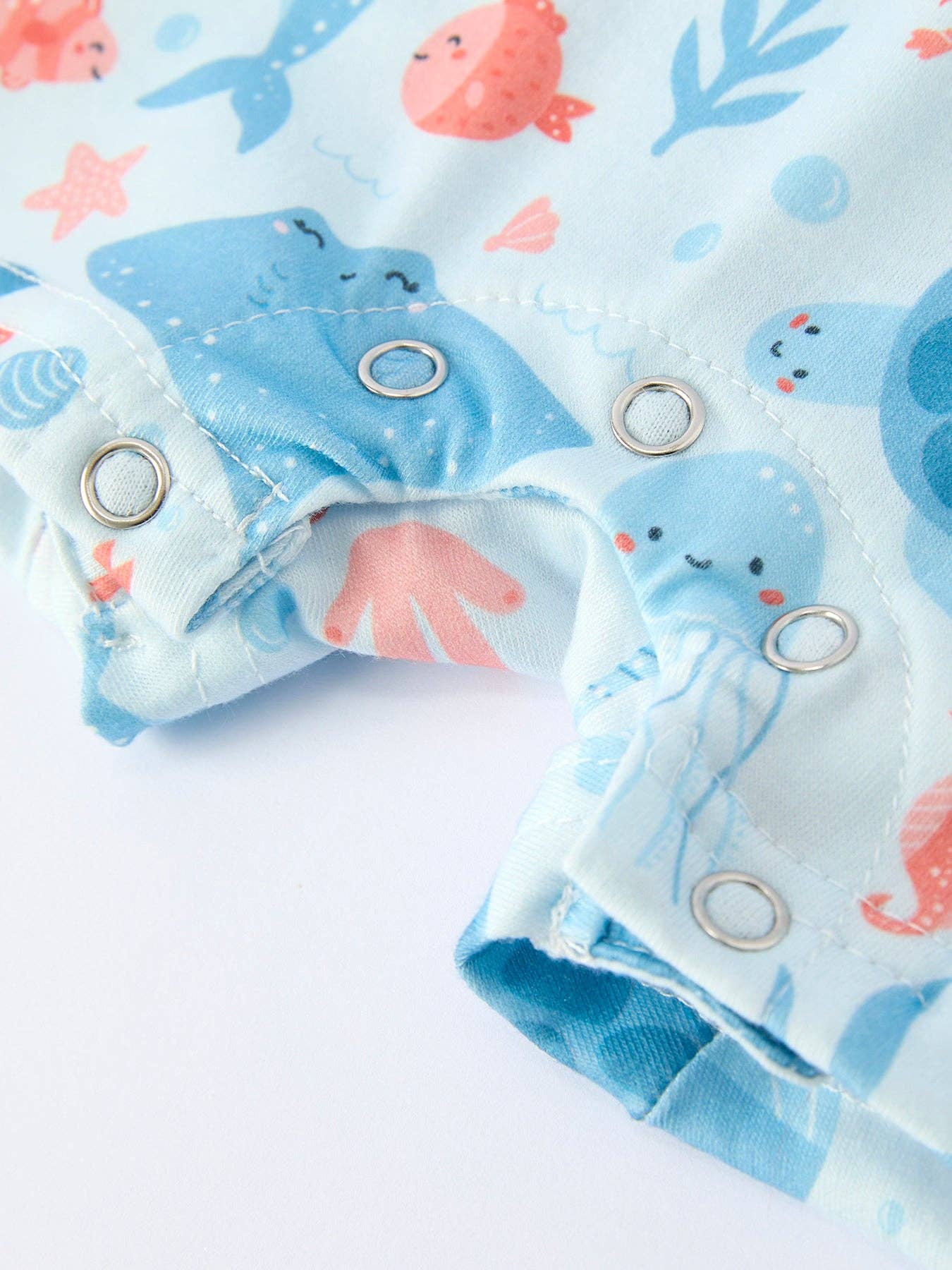 Marine Animal Smocked Embroidered Baby Boys' Romper