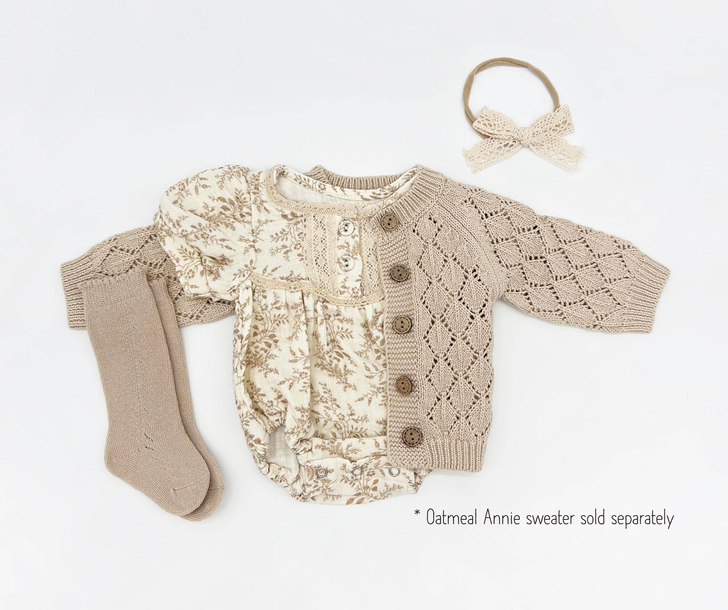 Elodie Short Sleeve Romper Set: 2pc Set (romper+Bow)