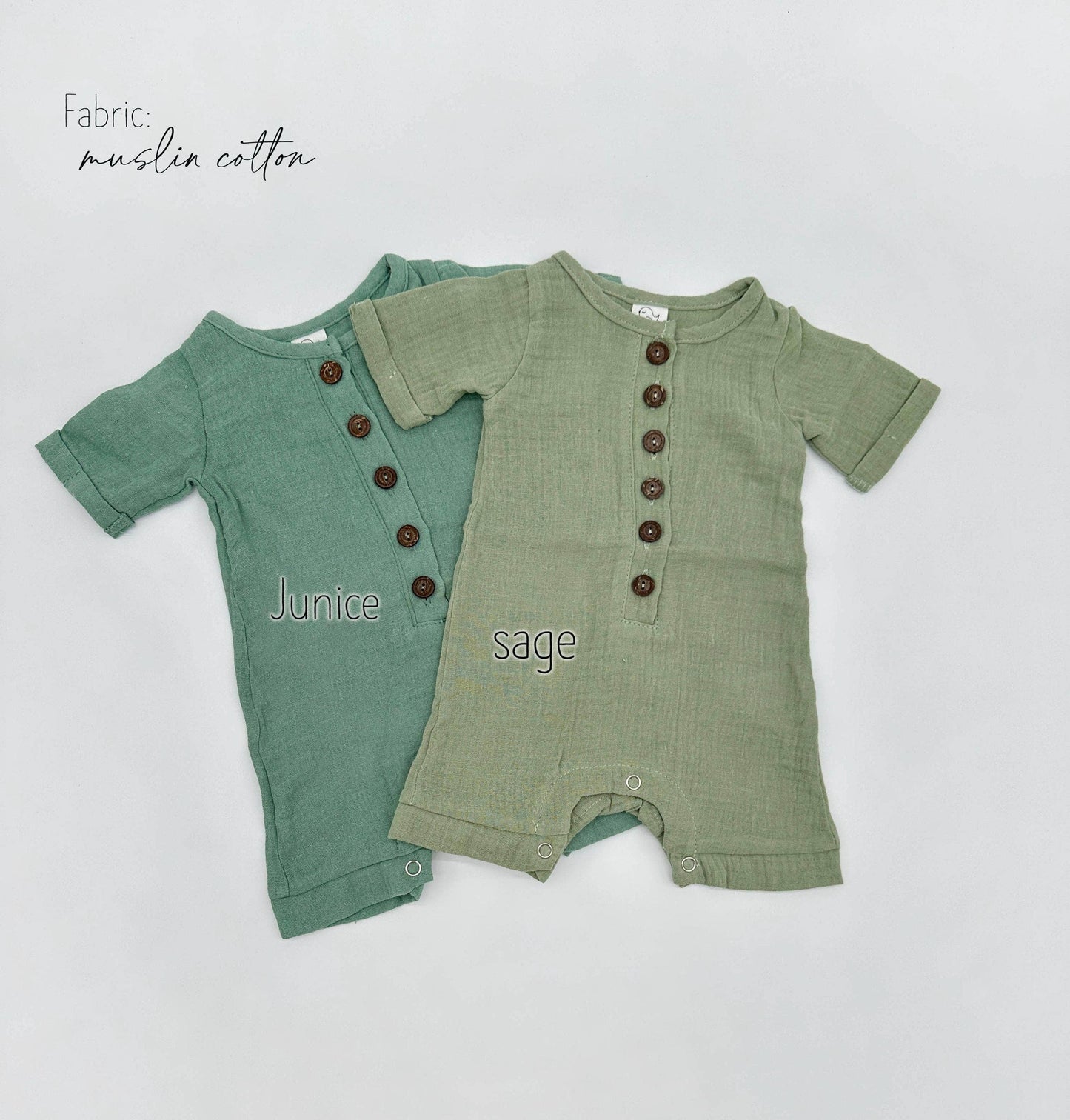 Bobby Romper: Sage muslin