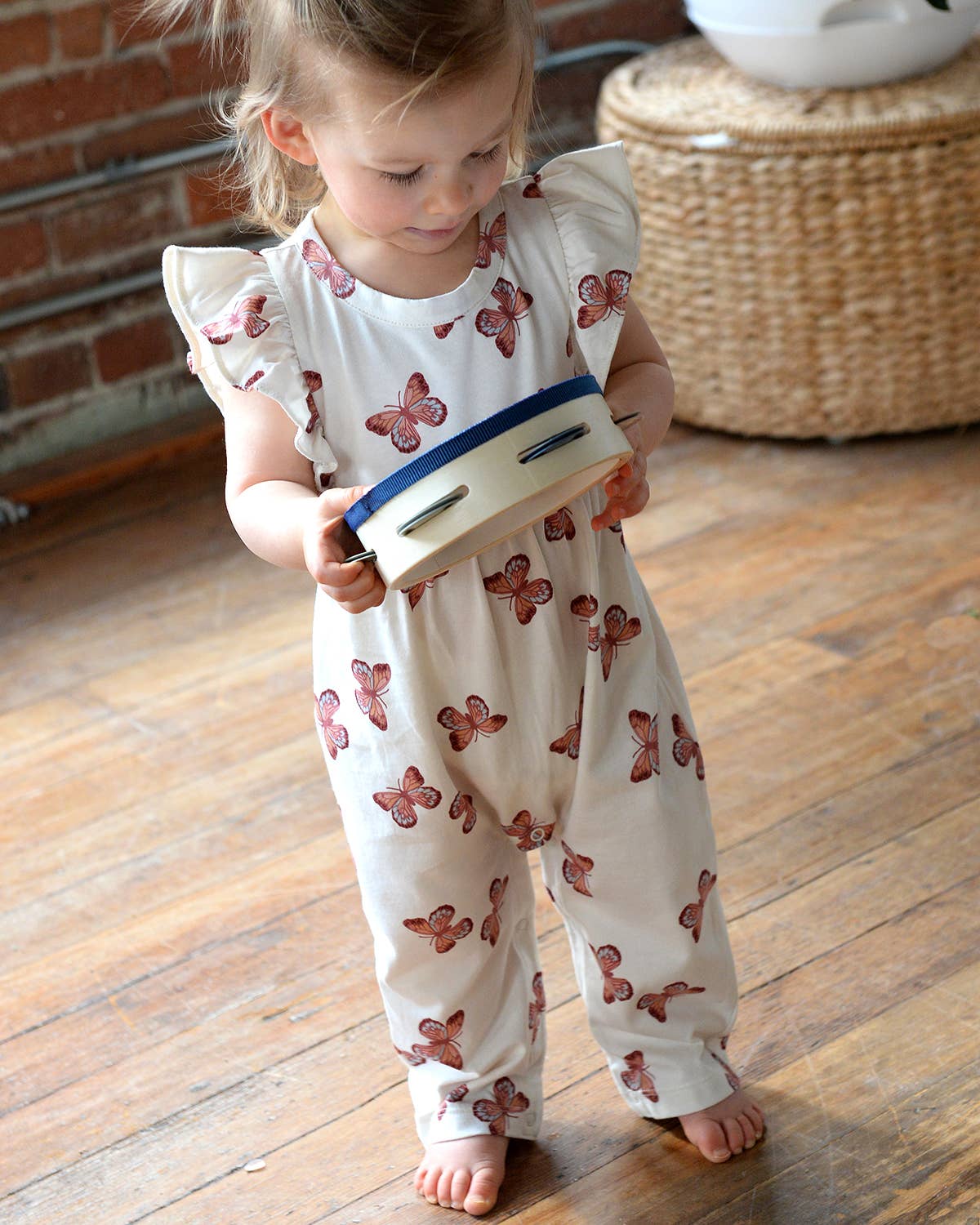 Baby Spring Flutter Long Romper- Butterflies