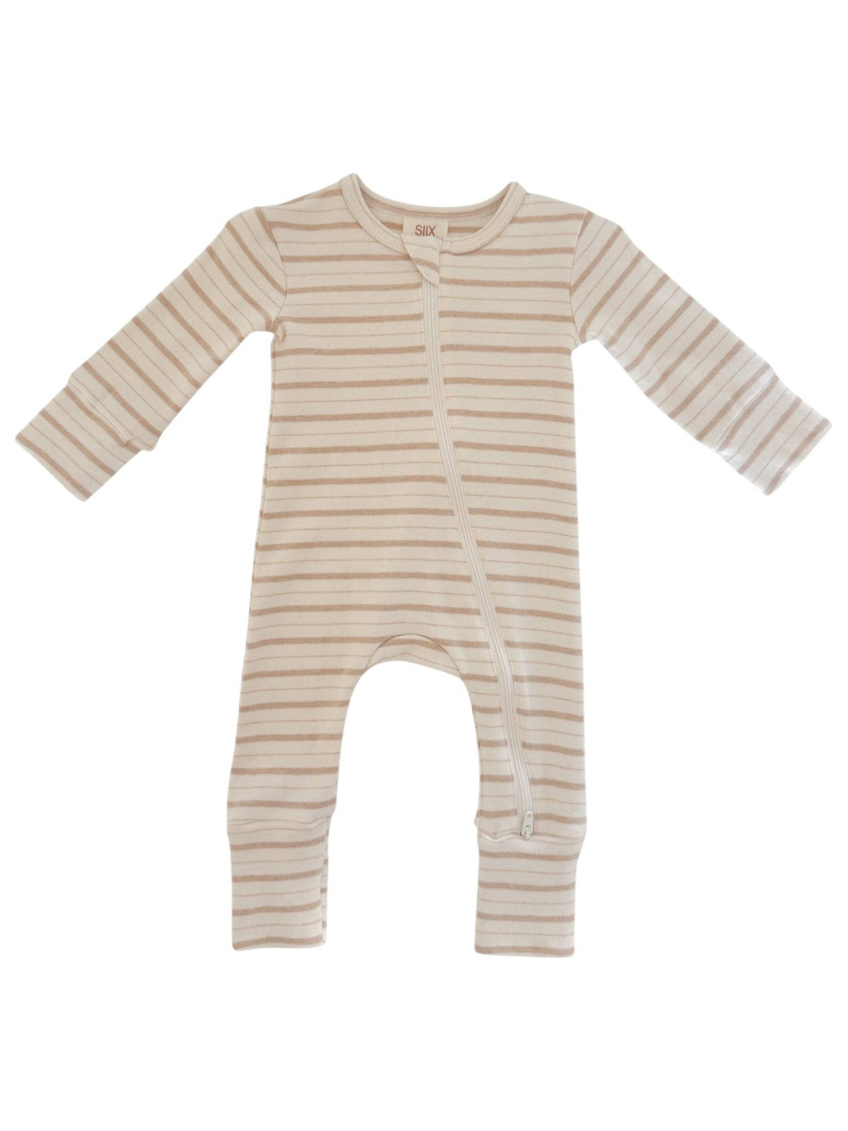 Biscuit Mixed Stripe / Organic 2-Way Zip Romper