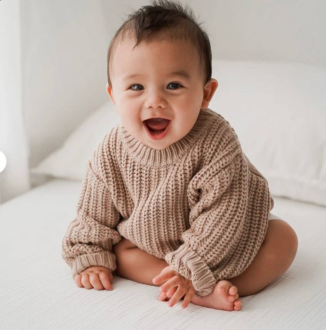 Baby Cotton Chunky Knit Sweater : Coco speckle