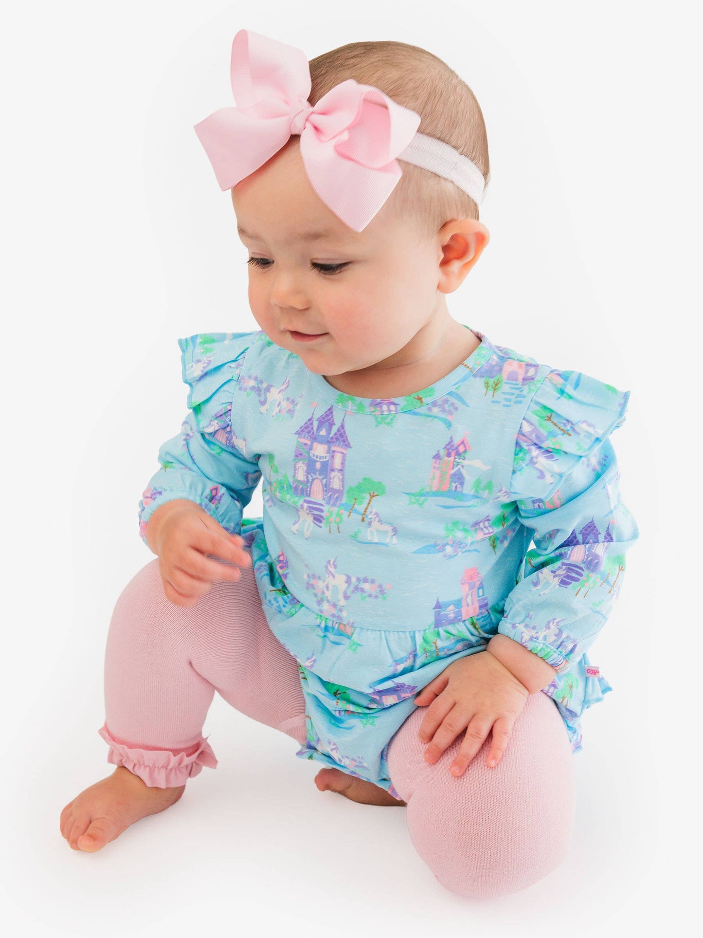 Baby Girls Once Upon a Castle Knit Long Sleeve Flutter Bubble Romper