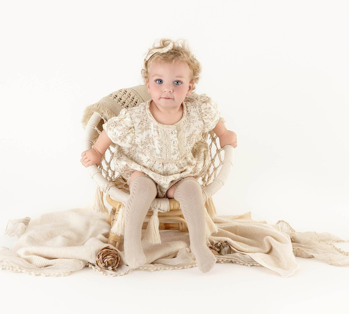 Elodie Short Sleeve Romper Set: 2pc Set (romper+Bow)
