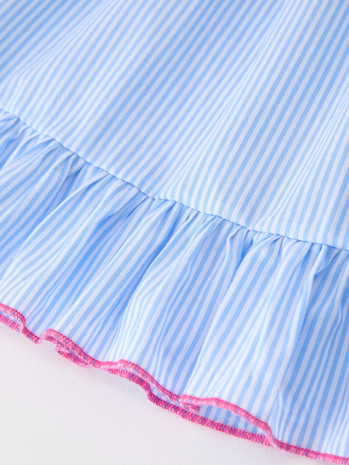 Summer Chenille Applique Stripe Girls Dress