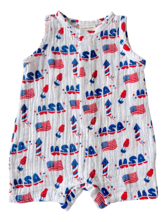Muslin Shortie Romper, 4th of July