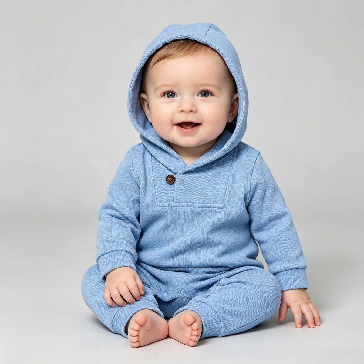 Kapital K Baby Blue Corduroy Shawl Collar Romper