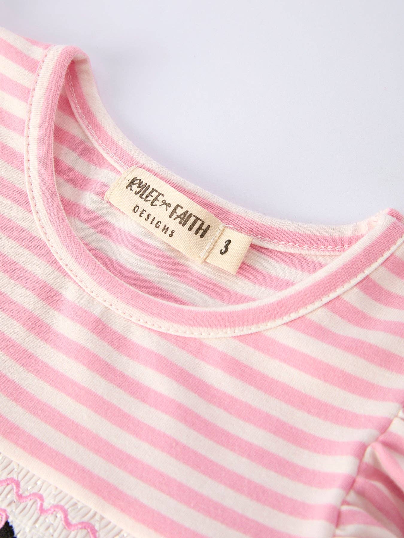 Stripe Girls Dress Bow Smocked Ruffle Sleeve
