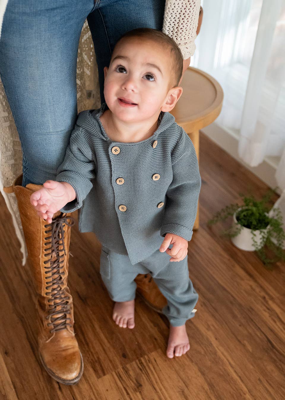 Hooded Double Button Baby Coat Jacket (Organic)