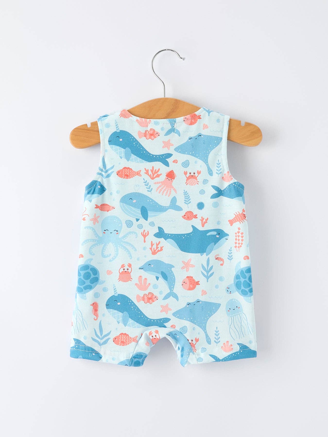 Marine Animal Smocked Embroidered Baby Boys' Romper