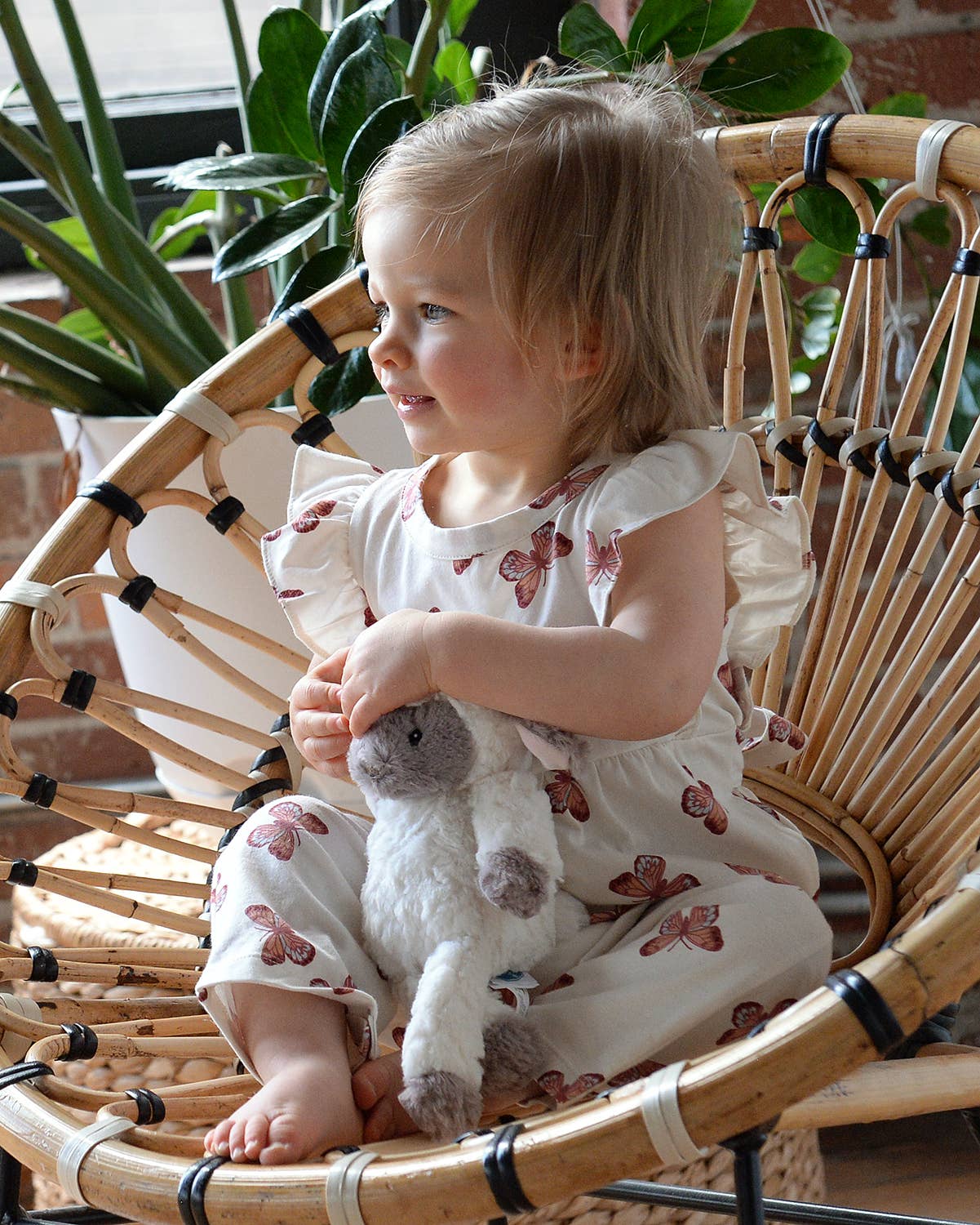 Baby Spring Flutter Long Romper- Butterflies