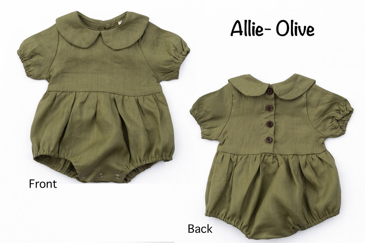 Allie Bubble Romper: Vintage pink