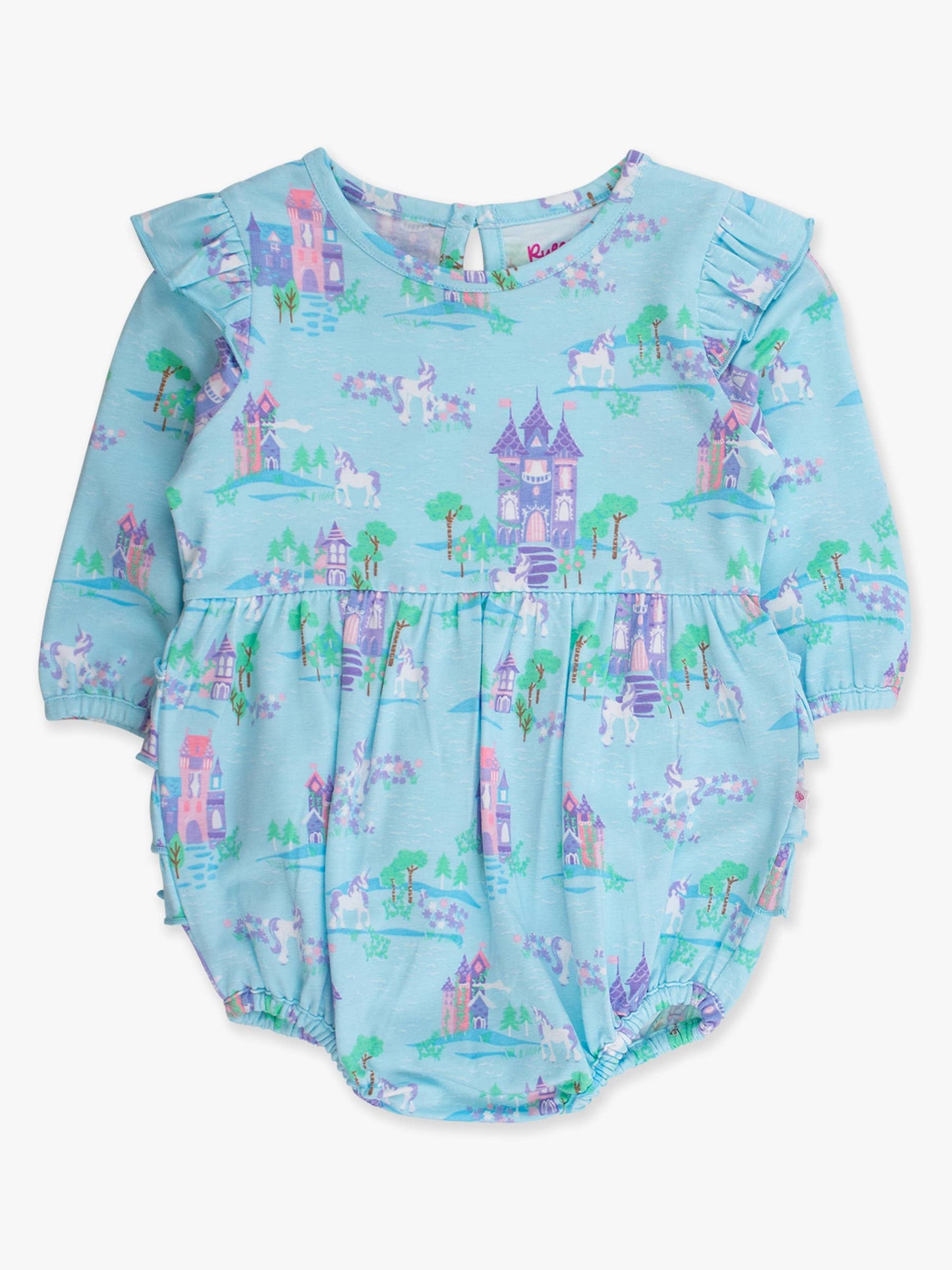 Baby Girls Once Upon a Castle Knit Long Sleeve Flutter Bubble Romper