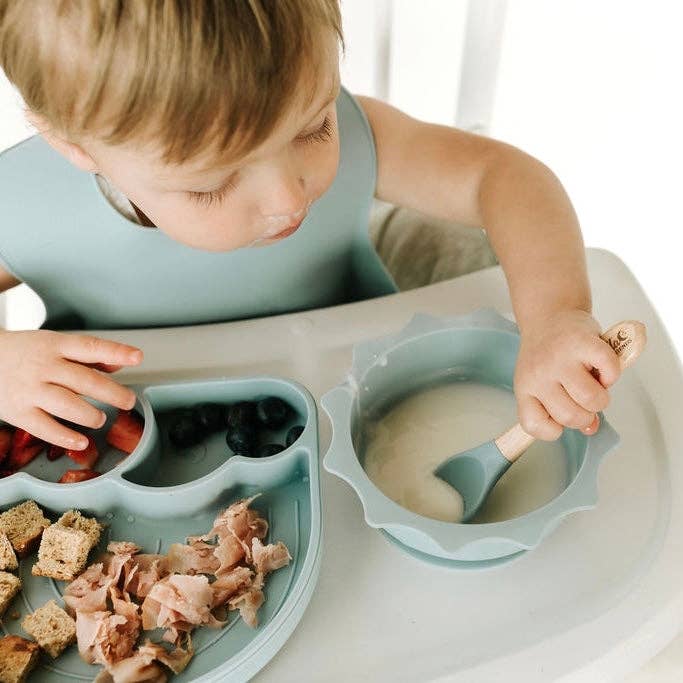Silicone & Beechwood Toddler Spoons Set: Petal Pink