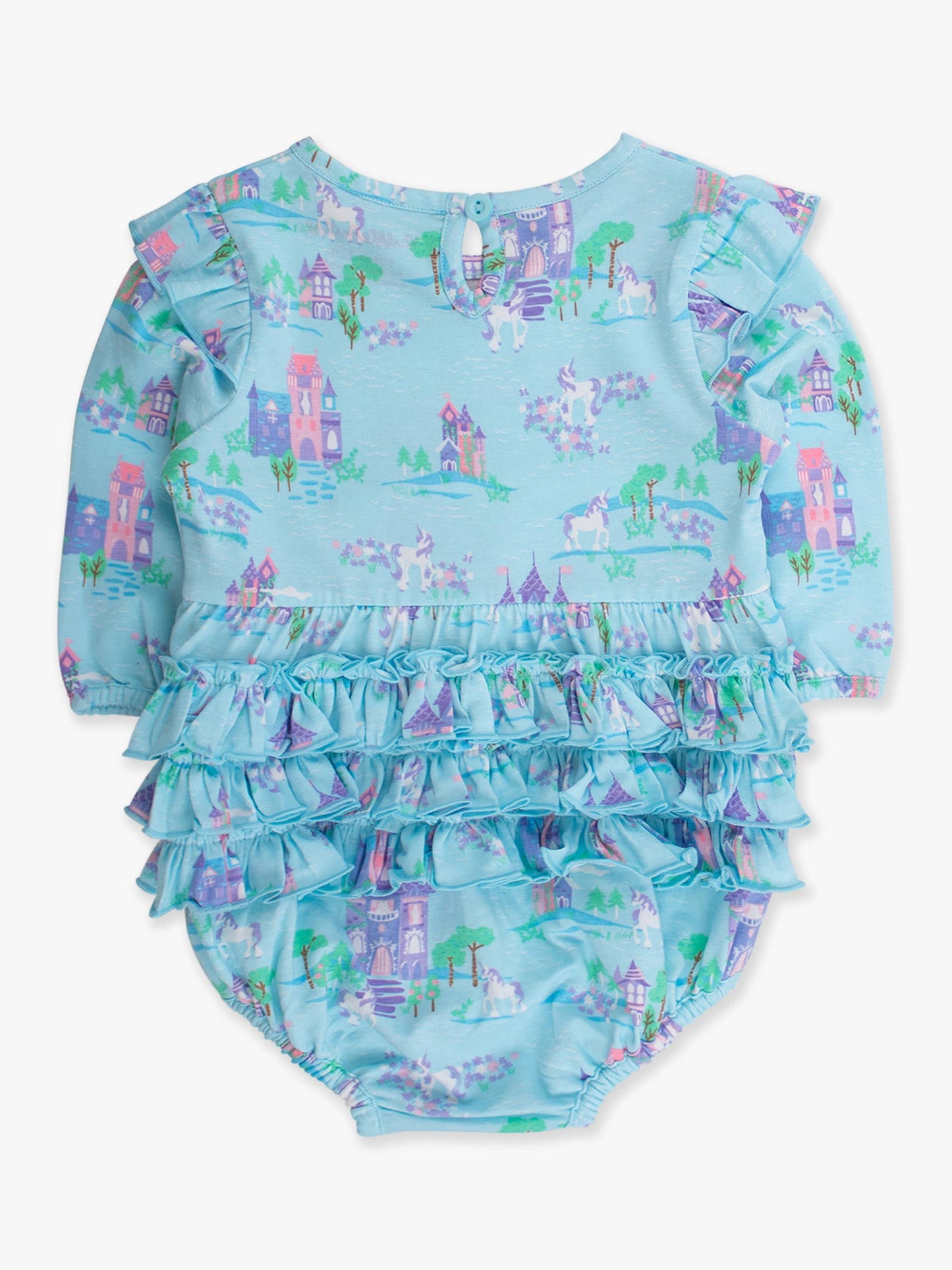 Baby Girls Once Upon a Castle Knit Long Sleeve Flutter Bubble Romper