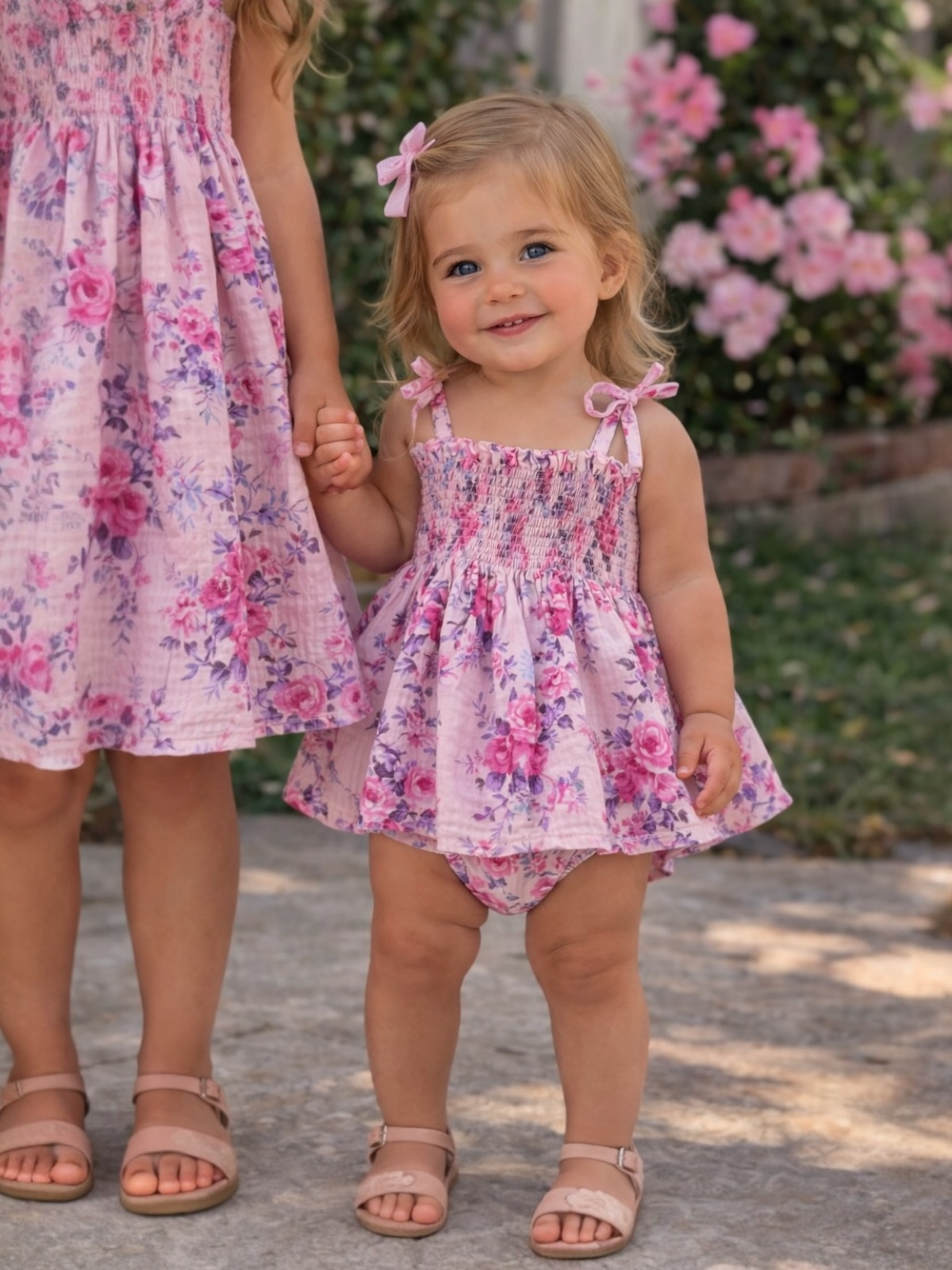 Muslin Smocked Bubble w/ Skirt, Violet Rose