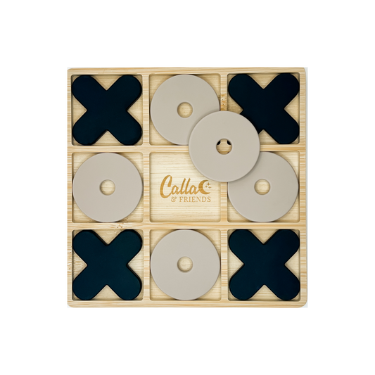 Silicone & Bamboo Tic Tac Toe: Black/Fawn