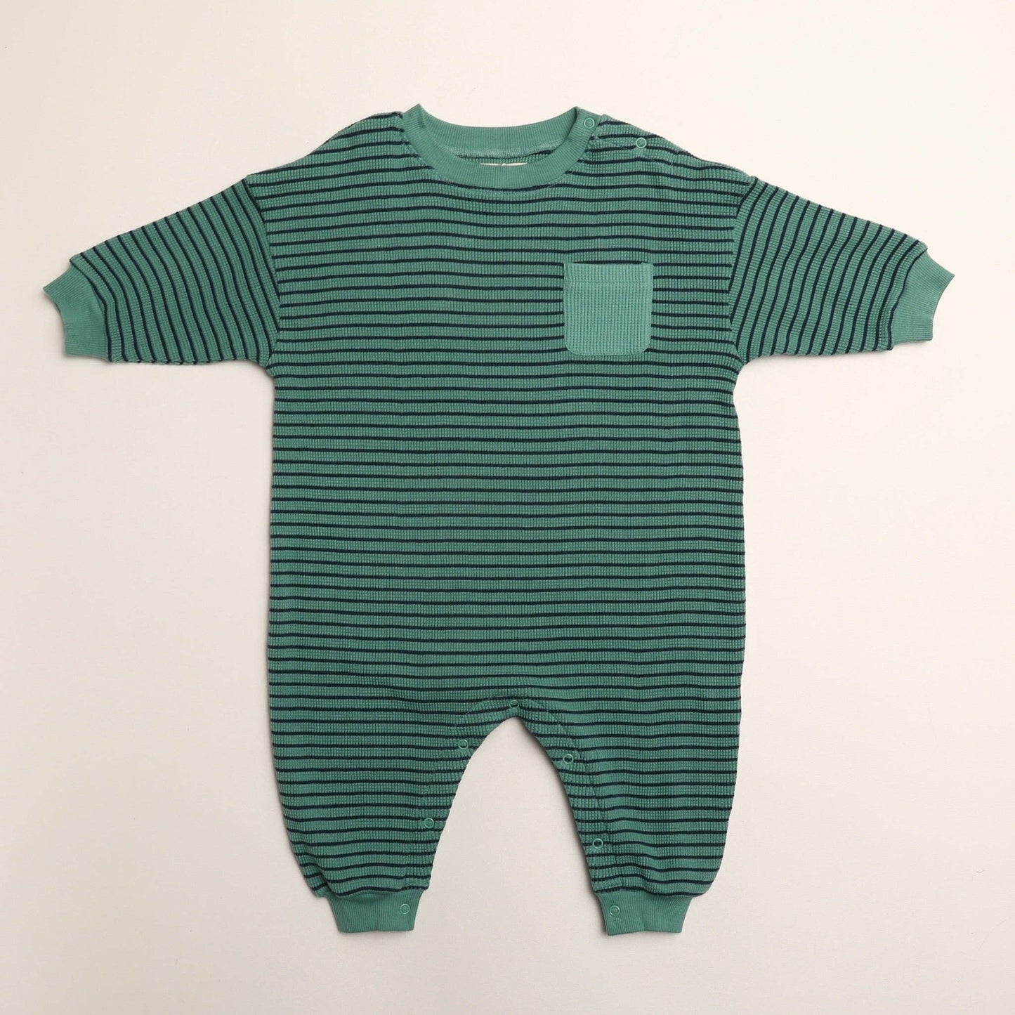 Sammy Romper in Thin Green Stripe