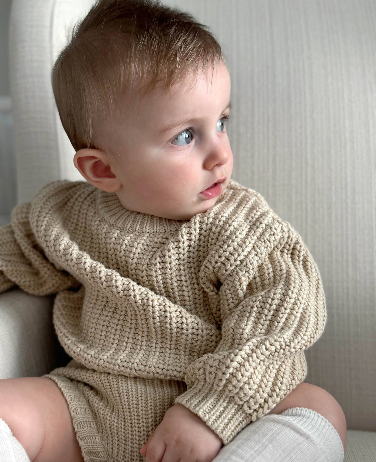Baby Cotton Chunky Knit Sweater : Coco speckle