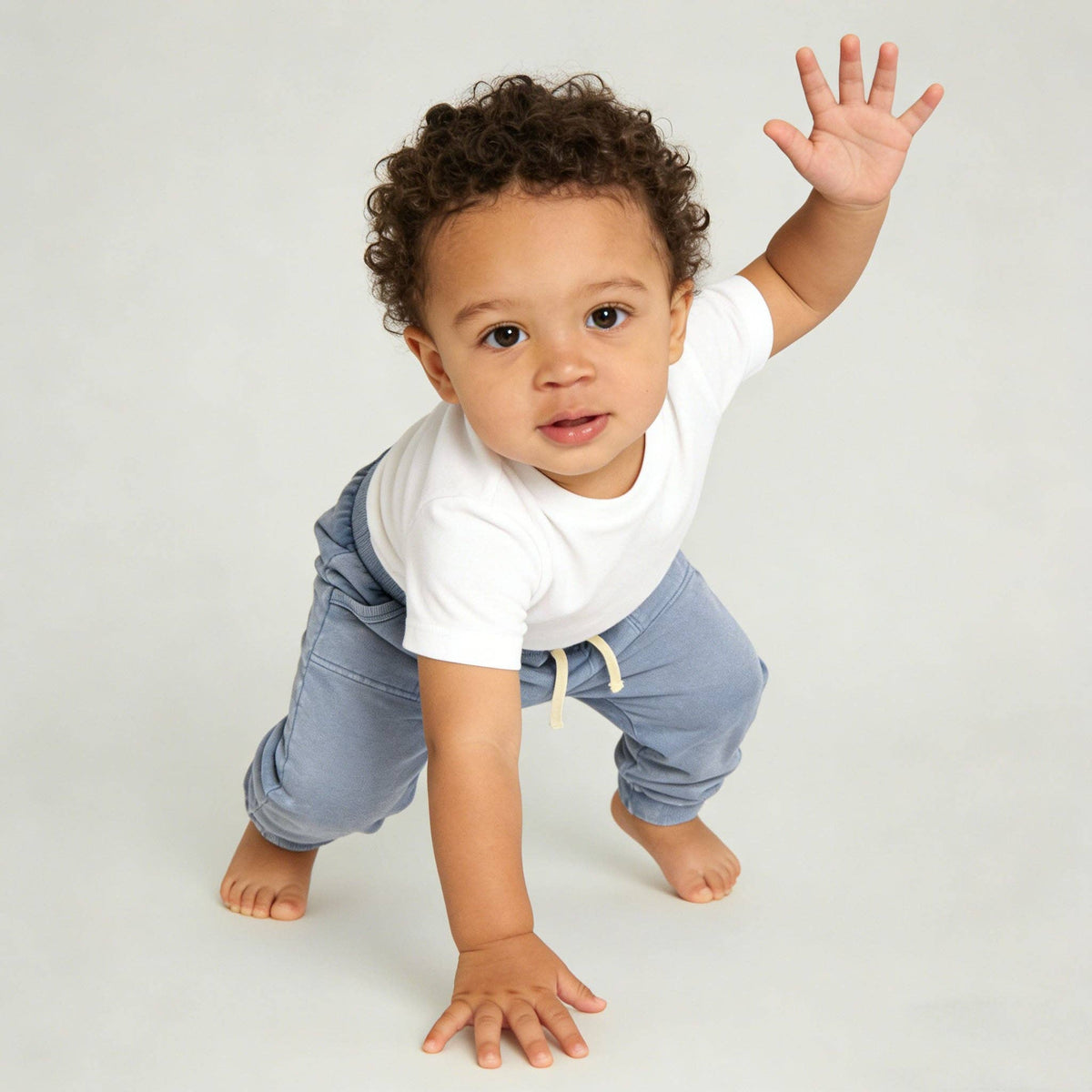Kapital K Baby Blue Mineral Wash Denim-Look Joggers