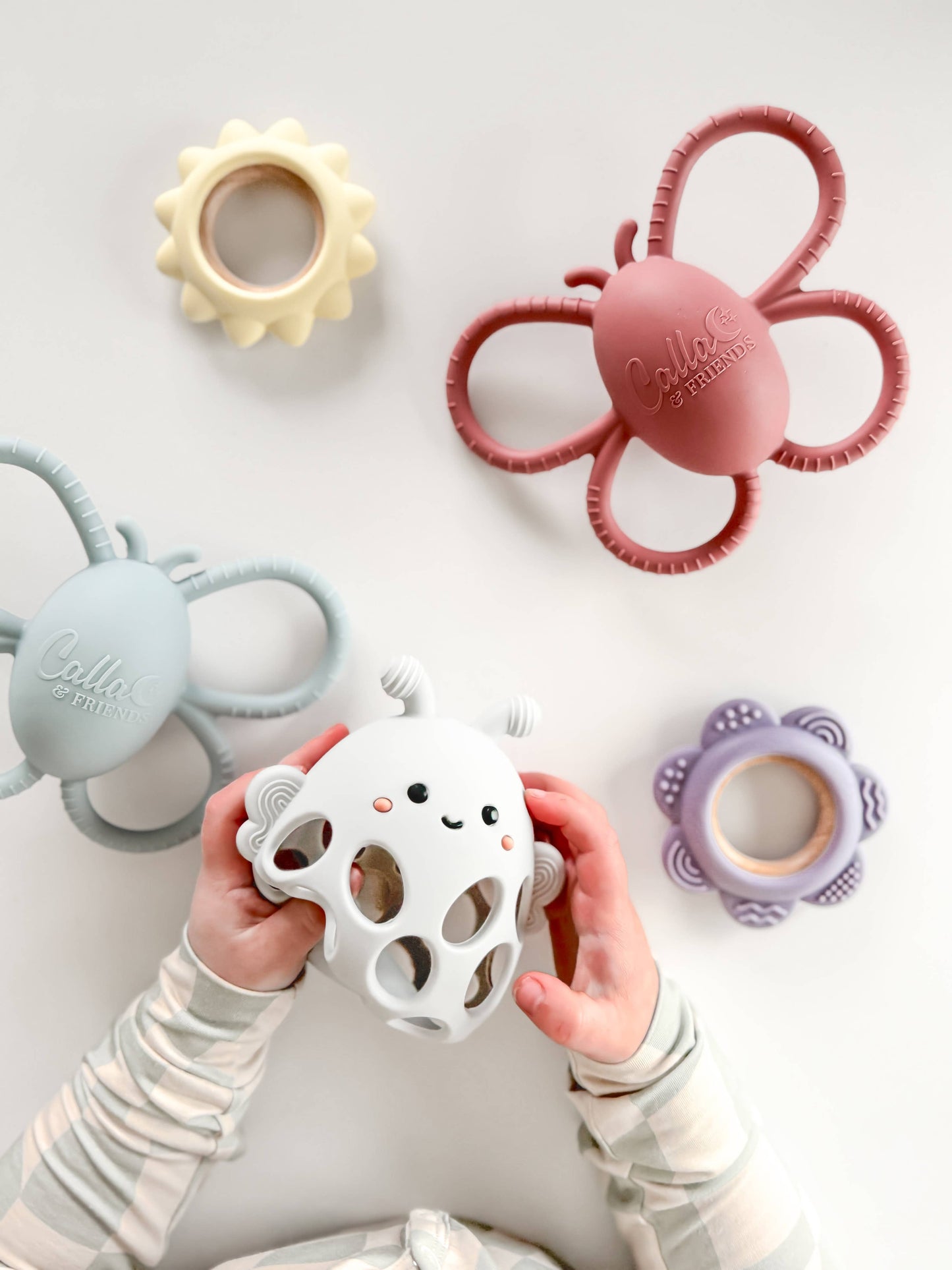 Garden Party Collection - Butterfly Rattle Teether: Linen
