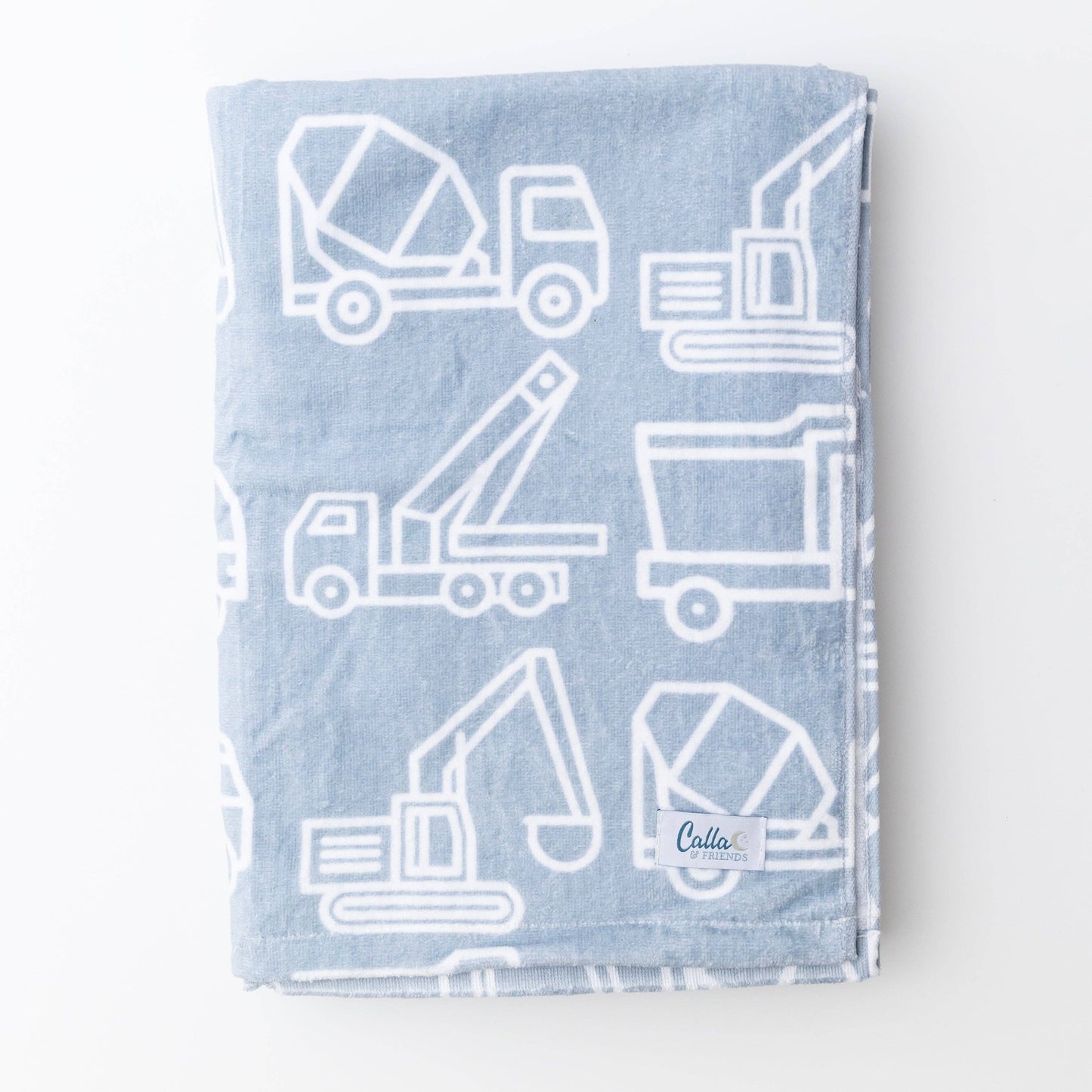 The Kenzie Beach Towel - Trucks & Diggers: Powder Blue