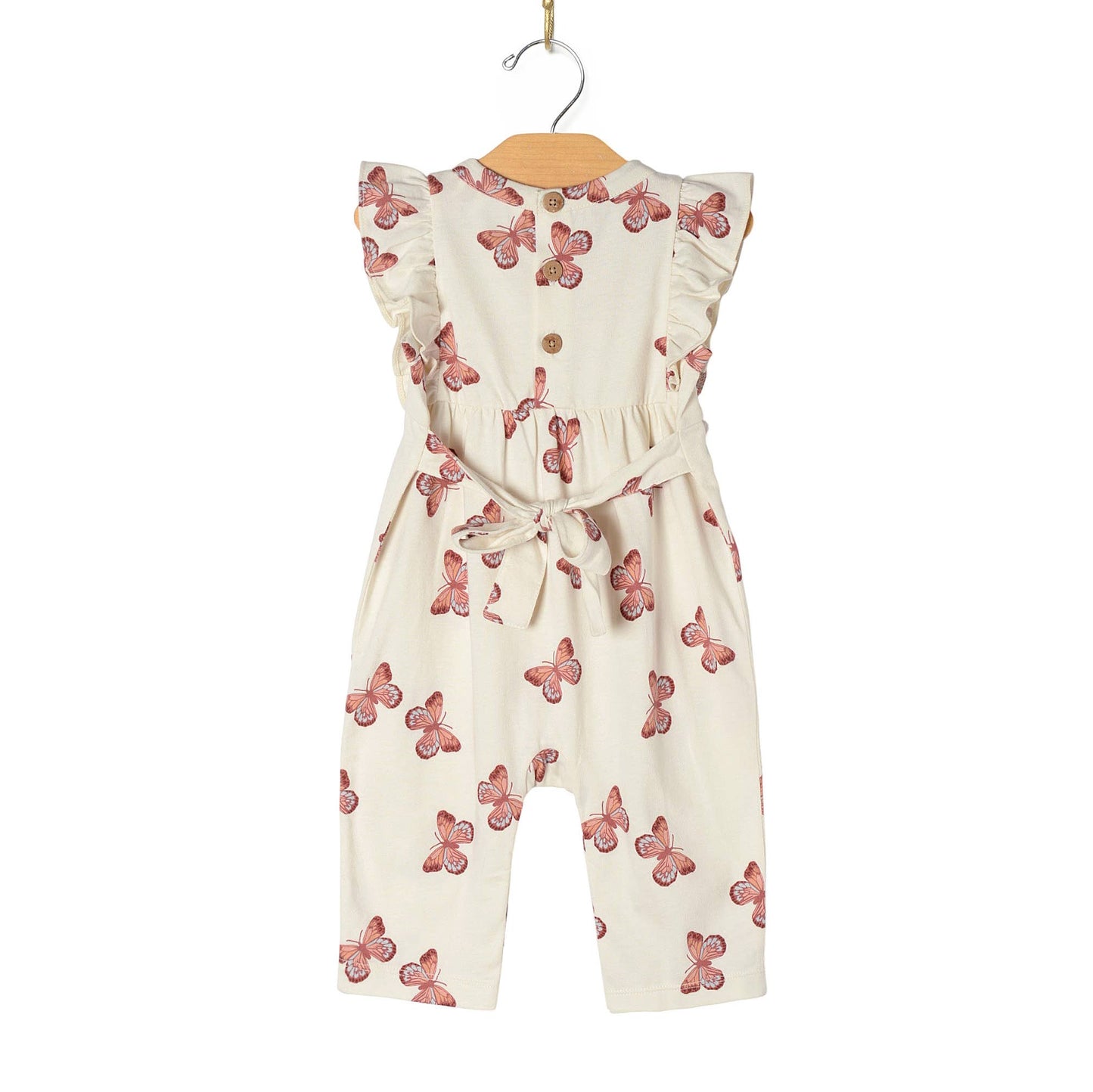 Baby Spring Flutter Long Romper- Butterflies