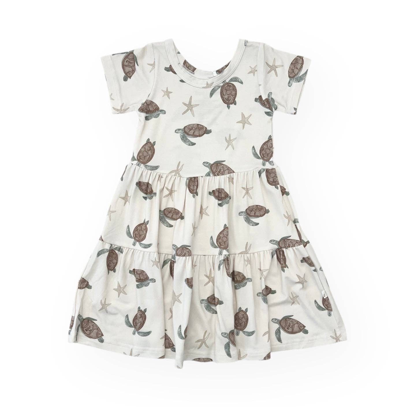 Bamboo Short Sleeve Twirl Dress | Sea Turtle