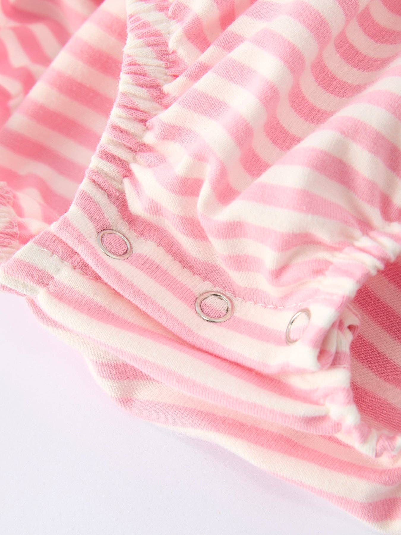 Stripe Girls Romper Bow Smocked Ruffle Sleeve