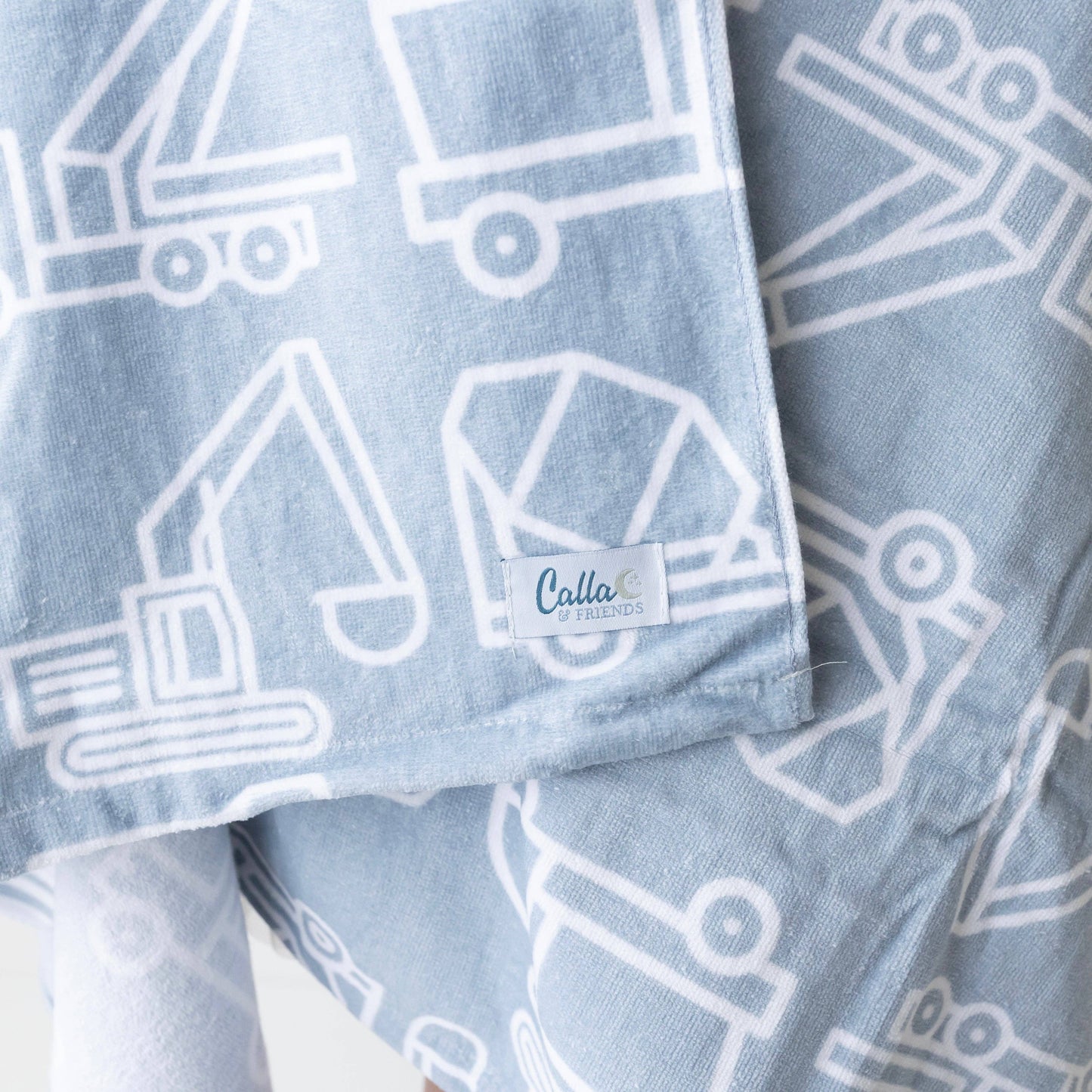 The Kenzie Beach Towel - Trucks & Diggers: Powder Blue