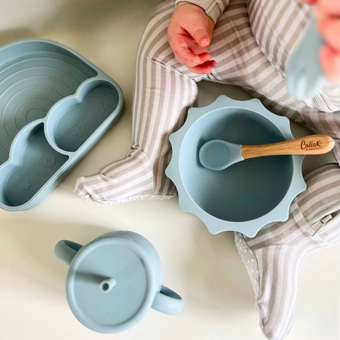 Silicone & Beechwood Toddler Spoons Set: Petal Pink