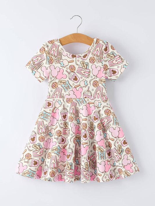 Summer Sweet Treat Print Girls Short Sleeve Dress