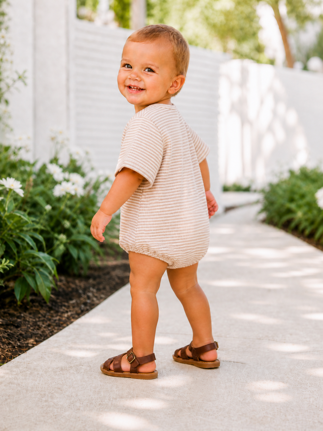 Tan Stripe / Ribbed T-Shirt Bubble