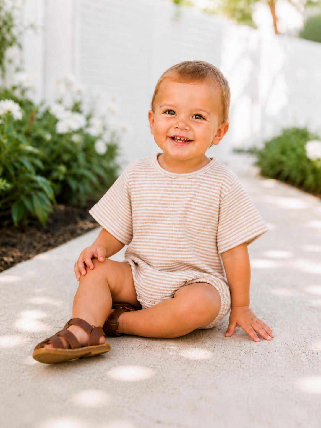 Tan Stripe / Ribbed T-Shirt Bubble