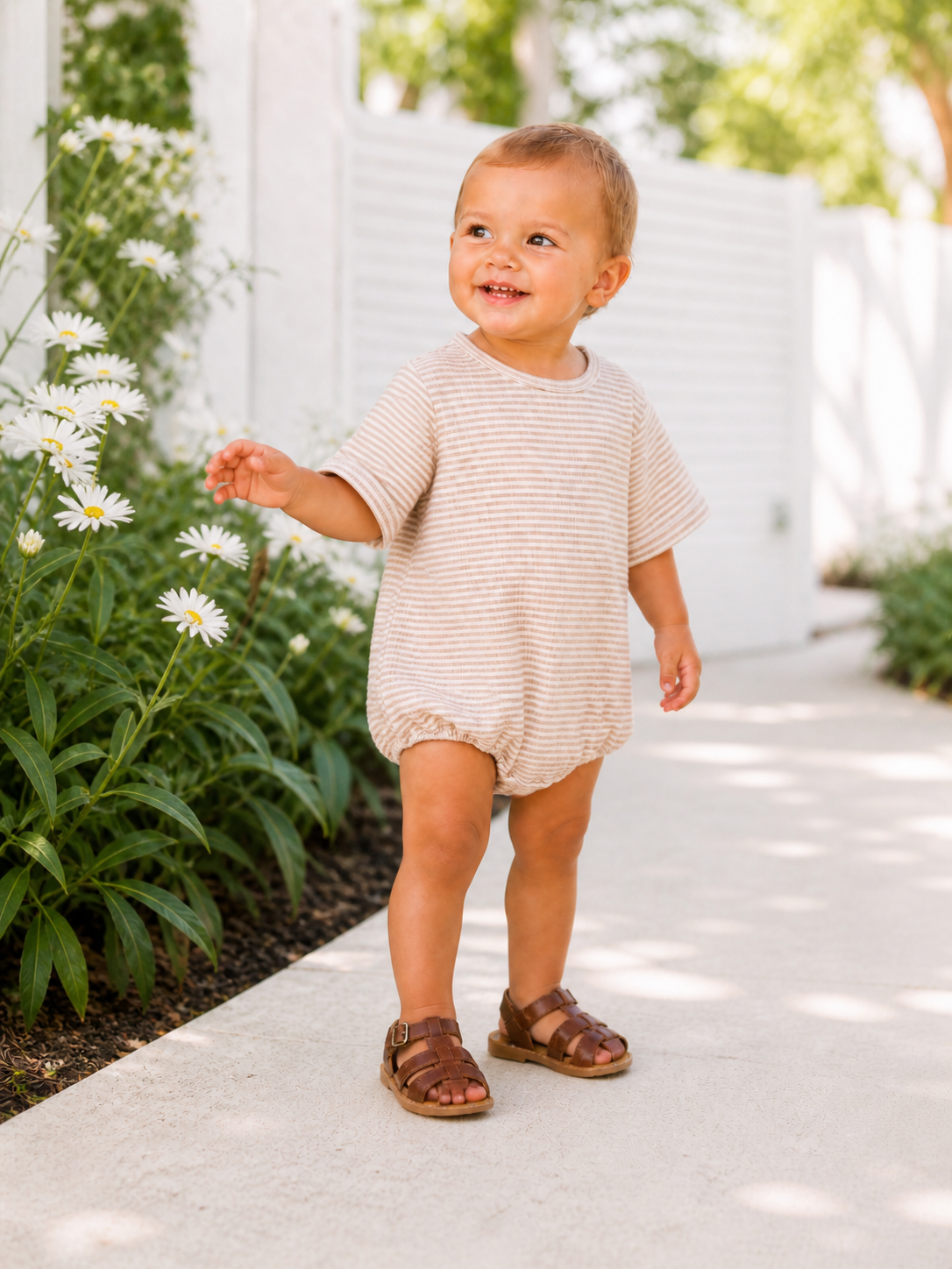 Tan Stripe / Ribbed T-Shirt Bubble