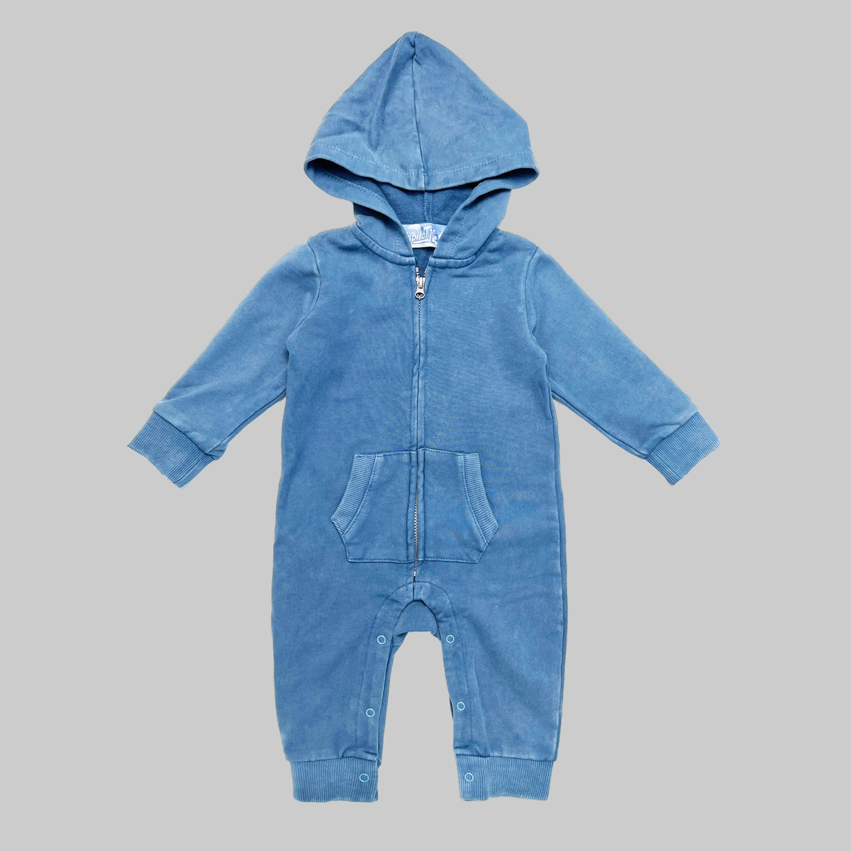 Kapital K Baby Navy Mineral Wash Hooded Fleece Romper Blue