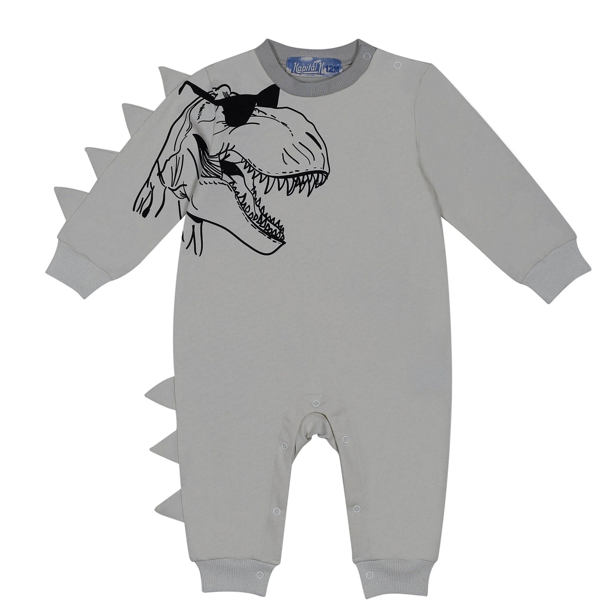 Kapital K Baby Boys Gray T-Rex Dinosaur Outfit