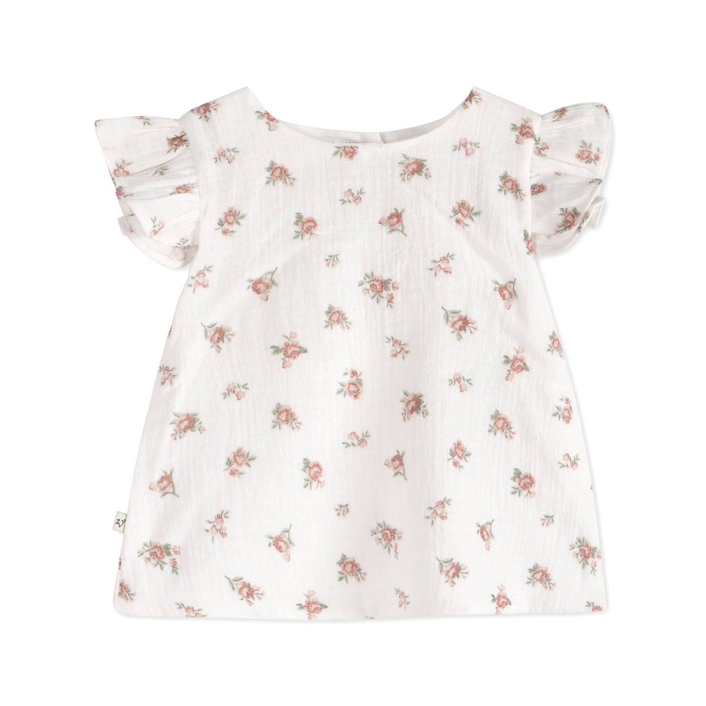 Tea Rose Floral Ruffle Sleeve Baby Top + Bloomer (Organic)