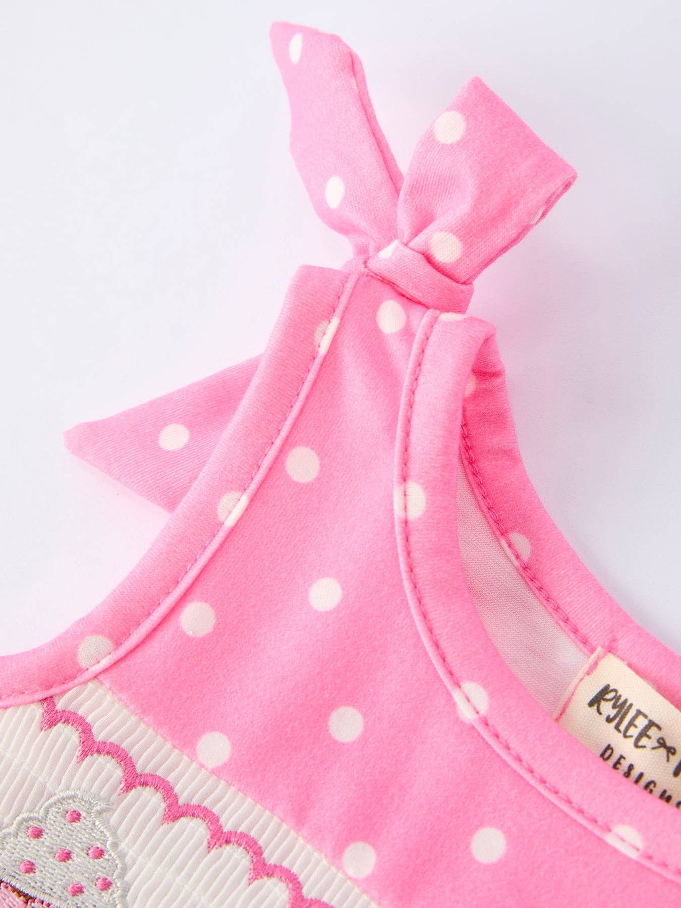Summer Dessert Smocked Embroidered Pink Baby Girl Romper