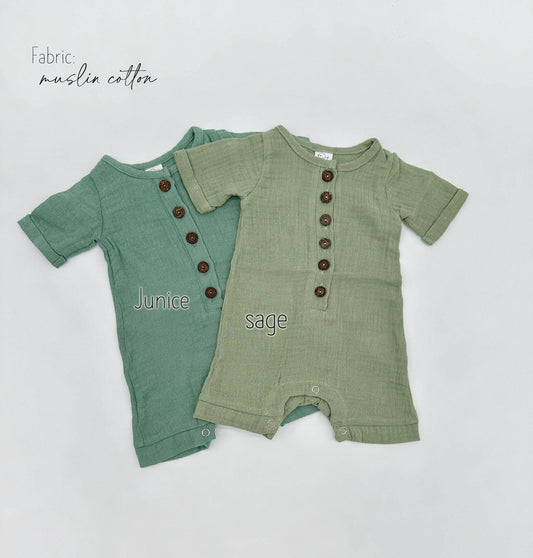 Bobby Romper: Sage muslin