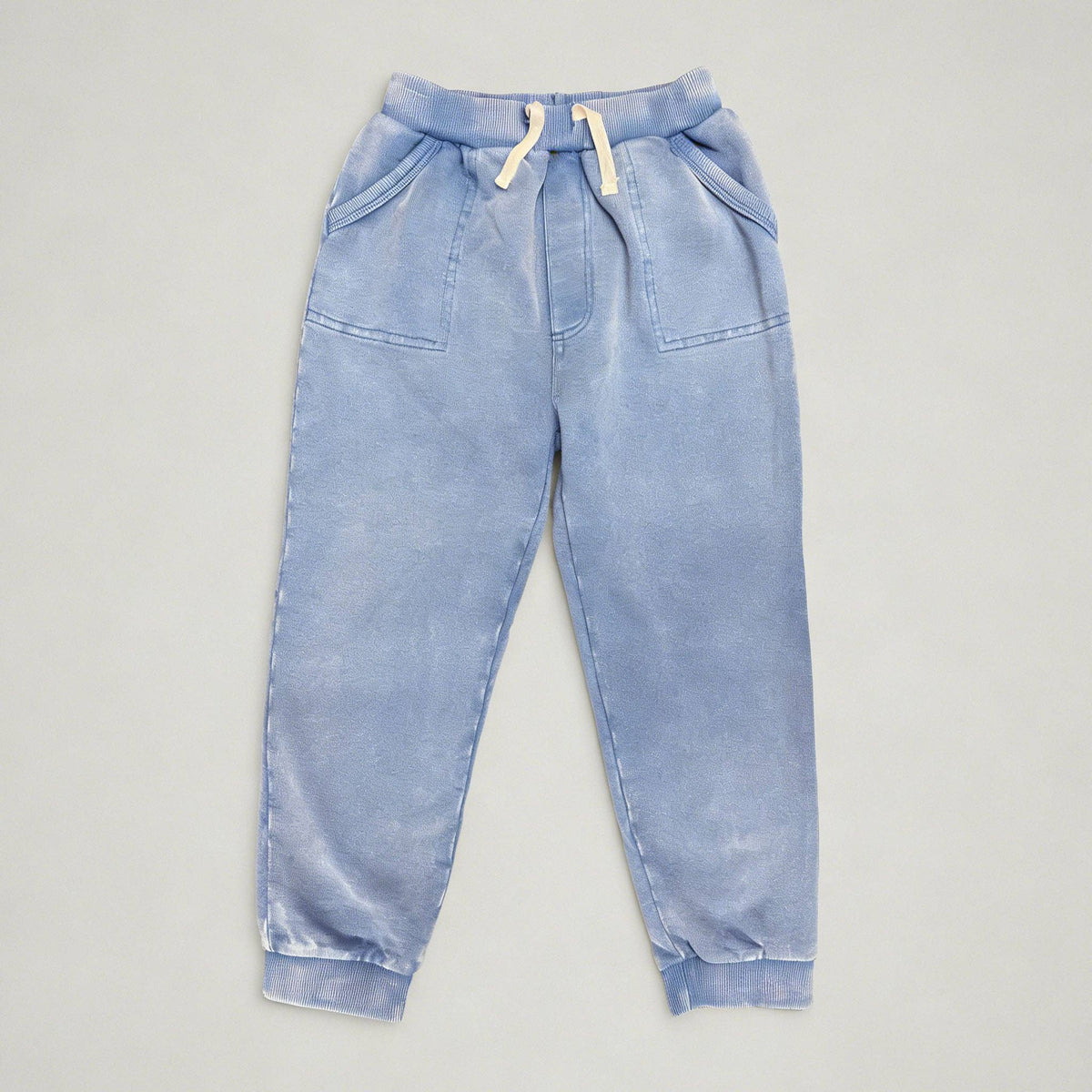Kapital K Baby Blue Mineral Wash Denim-Look Joggers