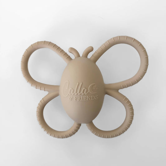 Garden Party Collection - Butterfly Rattle Teether: Linen