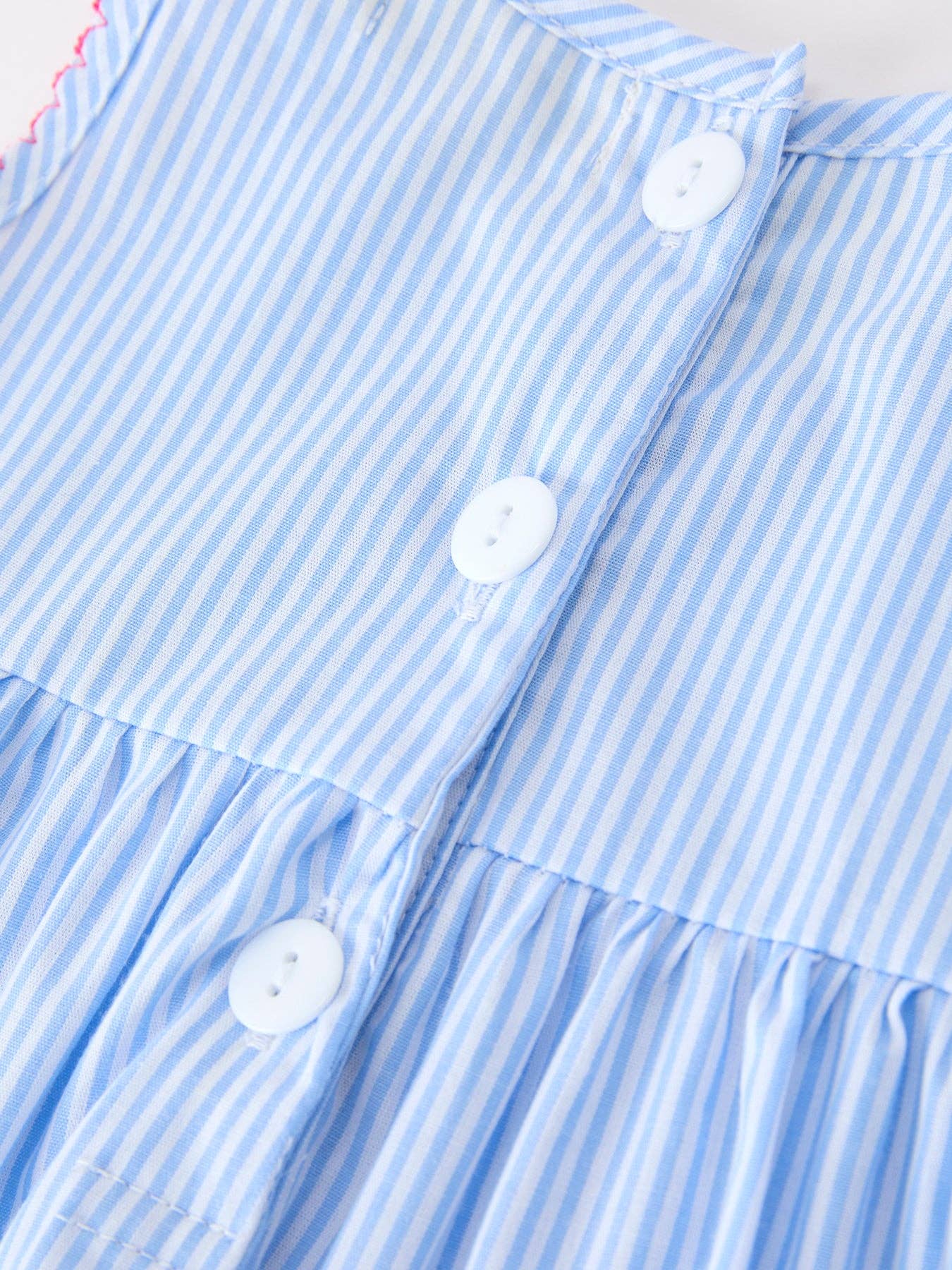 Blue Striped Girls Top Bloomer Set Chenille Patch Ruffle