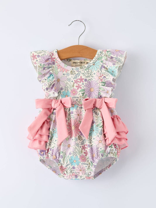 Pink Floral Baby Girls Romper