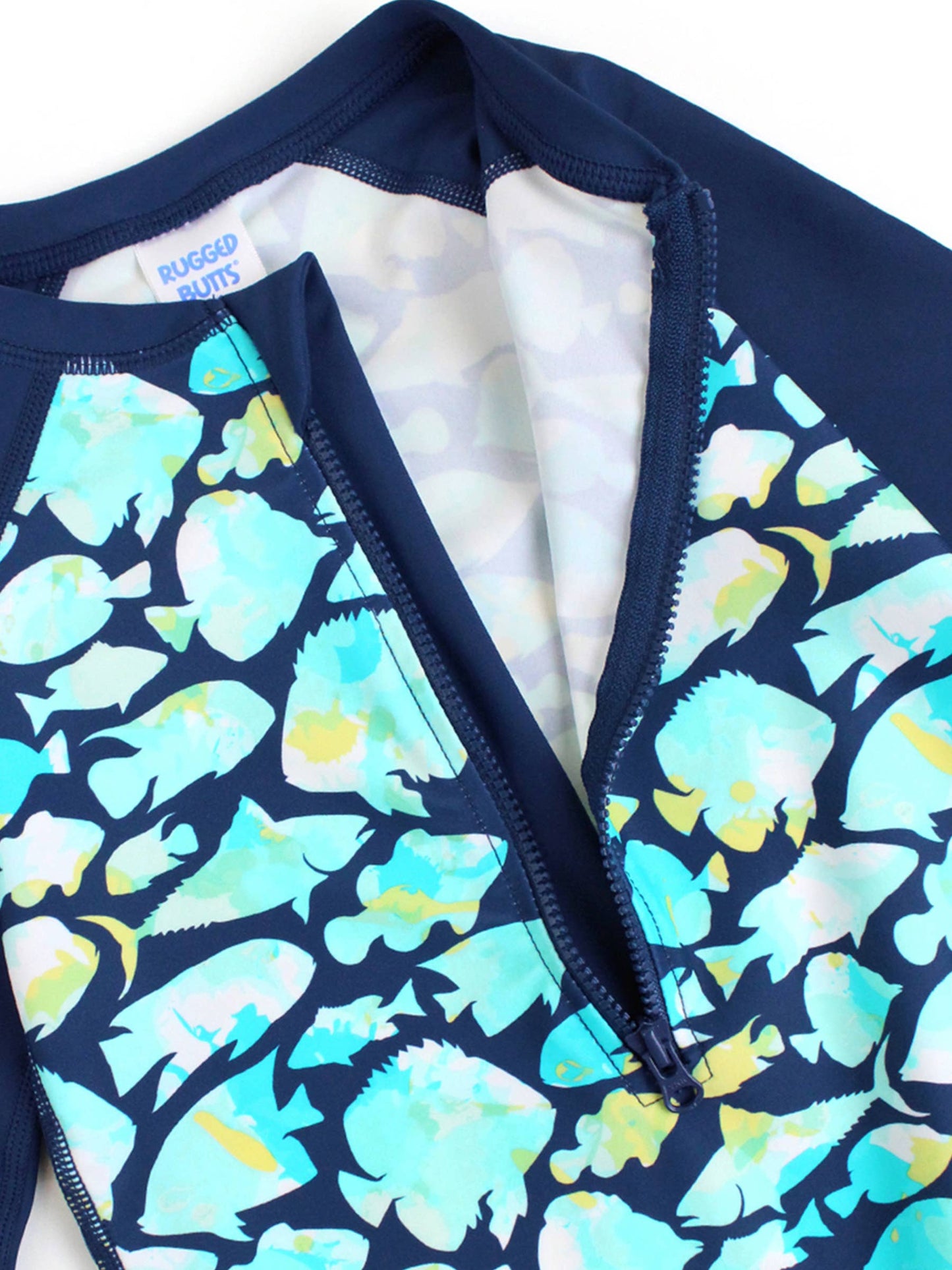 Baby Boys Fish Friends Long Sleeve One Piece Rash Guard Swimsuit